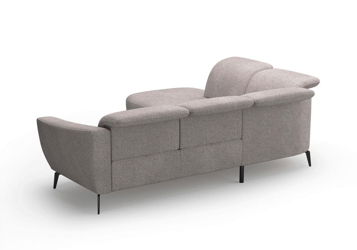 ECKSOFA ZOE E Silberfarben Chenille  - Silberfarben/Schwarz, KONVENTIONELL, Textil/Metall (267/300cm) - Sit & More