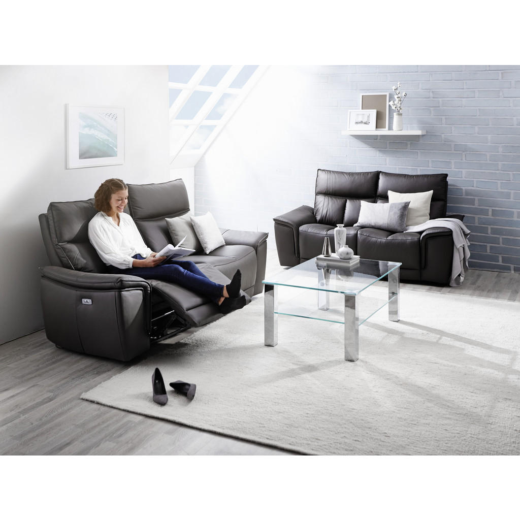 Thumbnail - Celina Home 2-Sitzer-Sofa, Dunkelbraun, Leder, Echtleder, Spaltleder, Rindleder, Uni, 210x102x98 cm, Wohnzimmer, Sofas &...