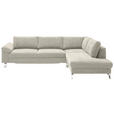 ECKSOFA in Velours Creme  281/200 cm  - Chromfarben/Creme, Design, Textil/Metall (281/200cm) - Hom`in