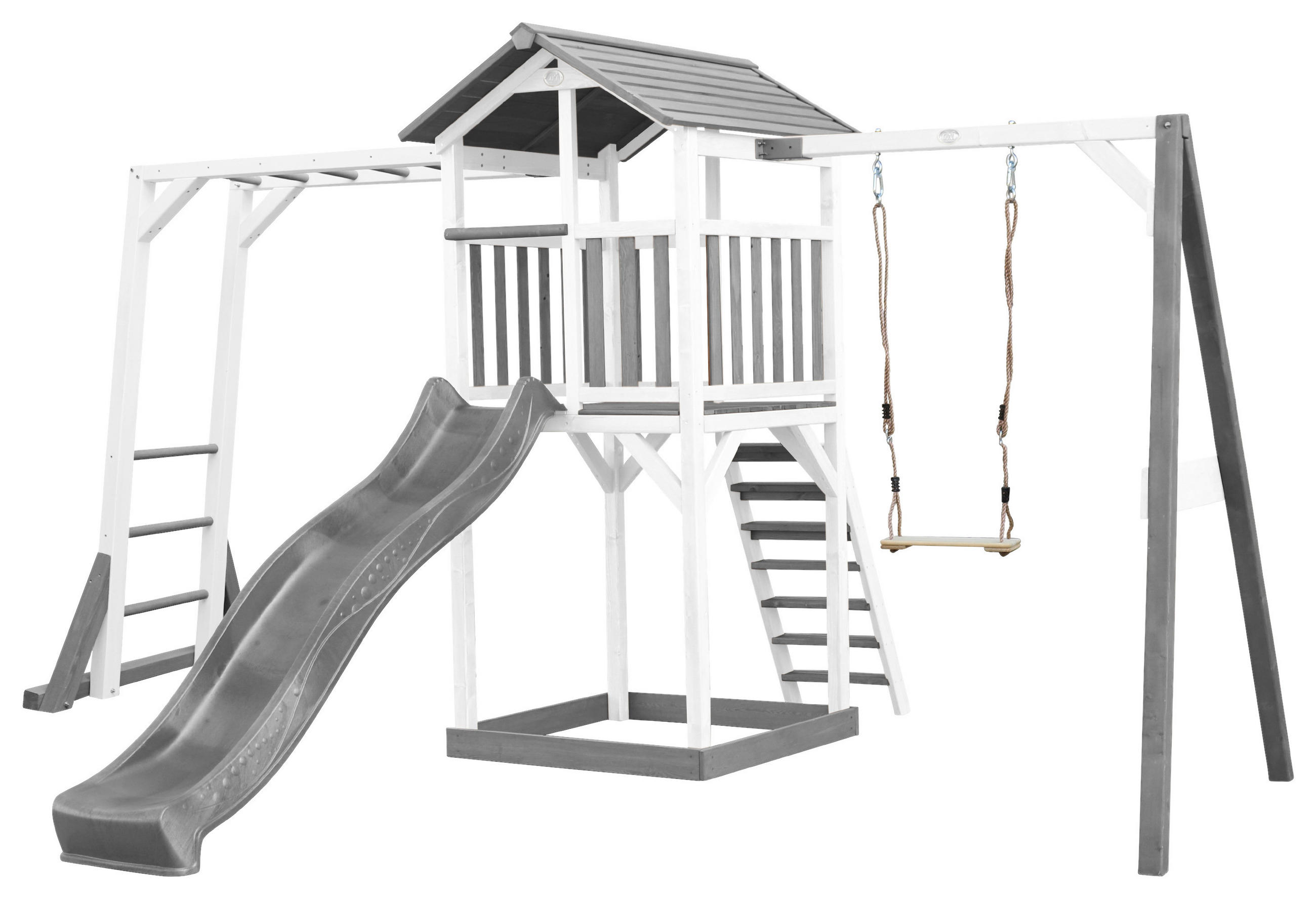 SPIELTURM 446/241,9/349 cm  - Weiss/Grau, Konventionell, Holz/Kunststoff (446/241,9/349cm)