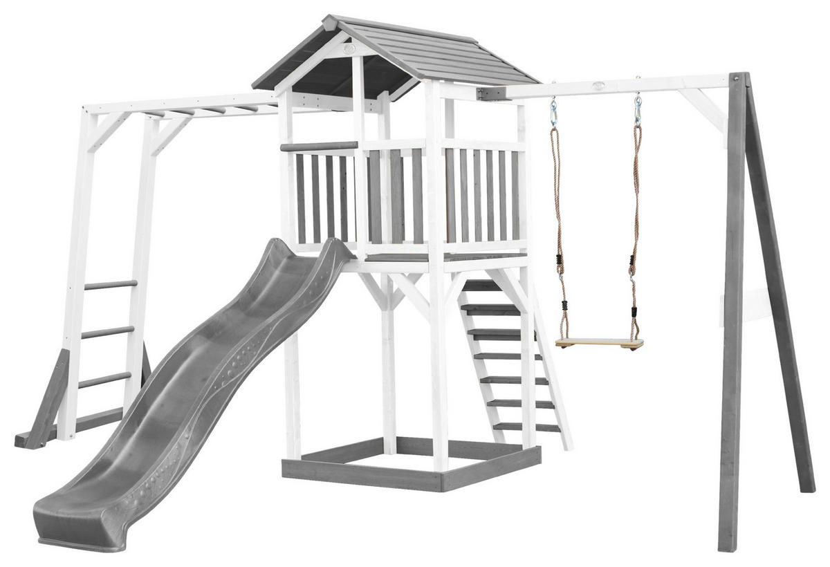 SPIELTURM 446/241,9/349 cm  - Weiß/Grau, KONVENTIONELL, Holz/Kunststoff (446/241,9/349cm) - Ambia Garden