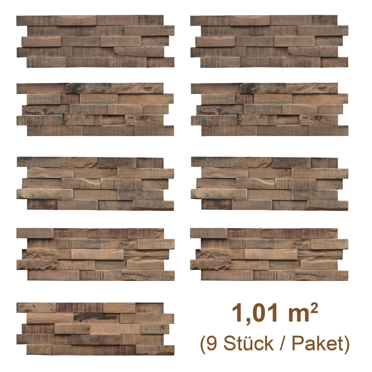 Wandverkleidung 10 Stück Teakholz  - Braun, Basics, Holz (50/20/2cm)