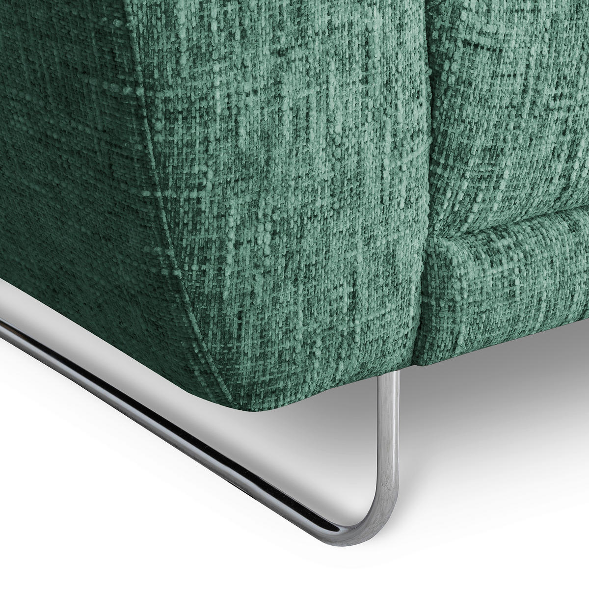 ECKSOFA 273/250 cm SPRING in Webstoff Grün Zierkissen  273/250 cm  - Chromfarben/Grün, Design, Textil/Metall (273/250cm) - Livetastic