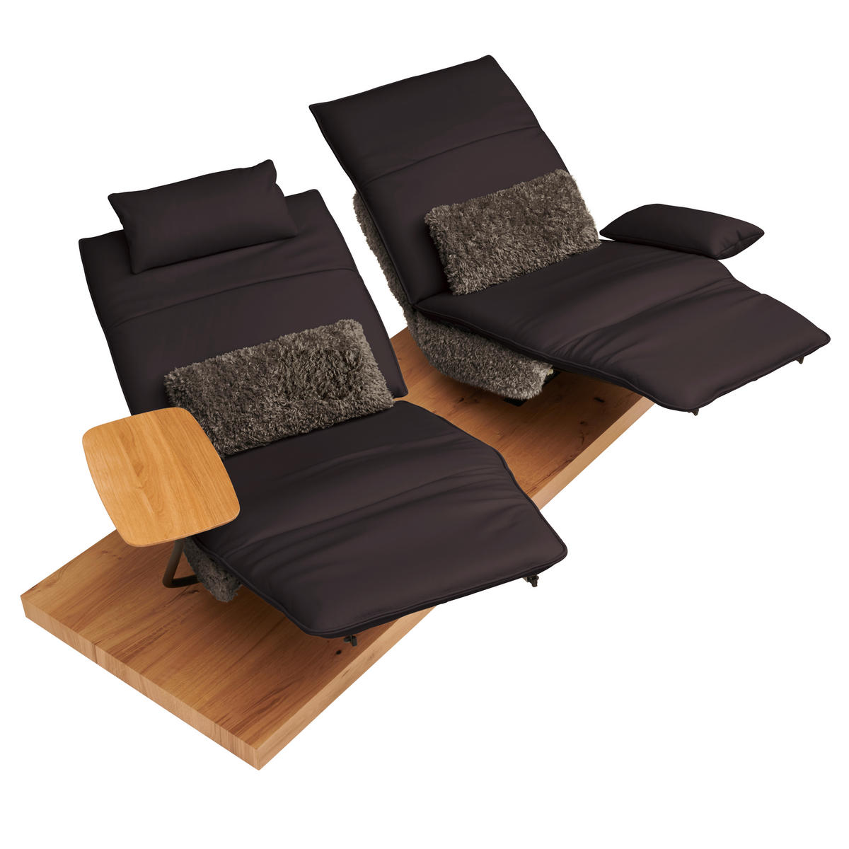 2-SITZER-SOFA  in Hochflor Echtleder Dunkelbraun  - Dunkelbraun/Schwarz, Design, Leder/Holz (240/65/104cm) - Koinor