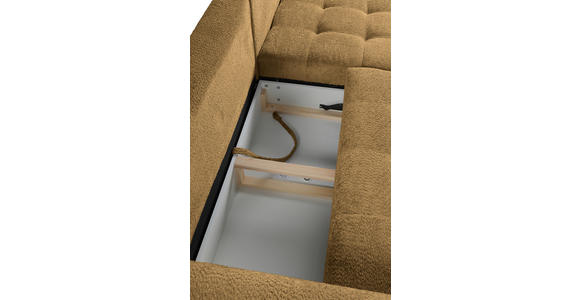 ECKSOFA Honig Chenille  - Schwarz/Honig, KONVENTIONELL, Holz/Textil (266/180cm) - Carryhome