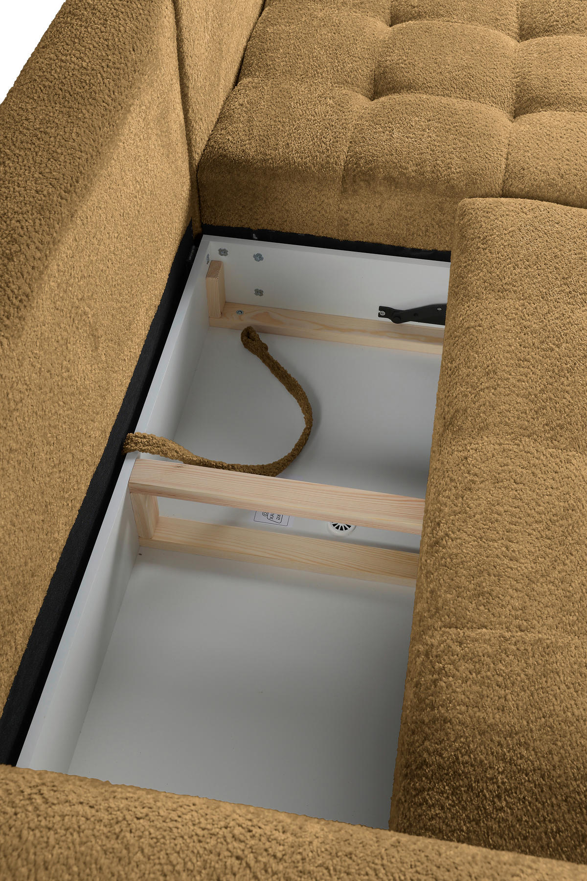 ECKSOFA in Chenille Honig  - Schwarz/Honig, Konventionell, Holz/Textil (266/180cm) - MID.YOU