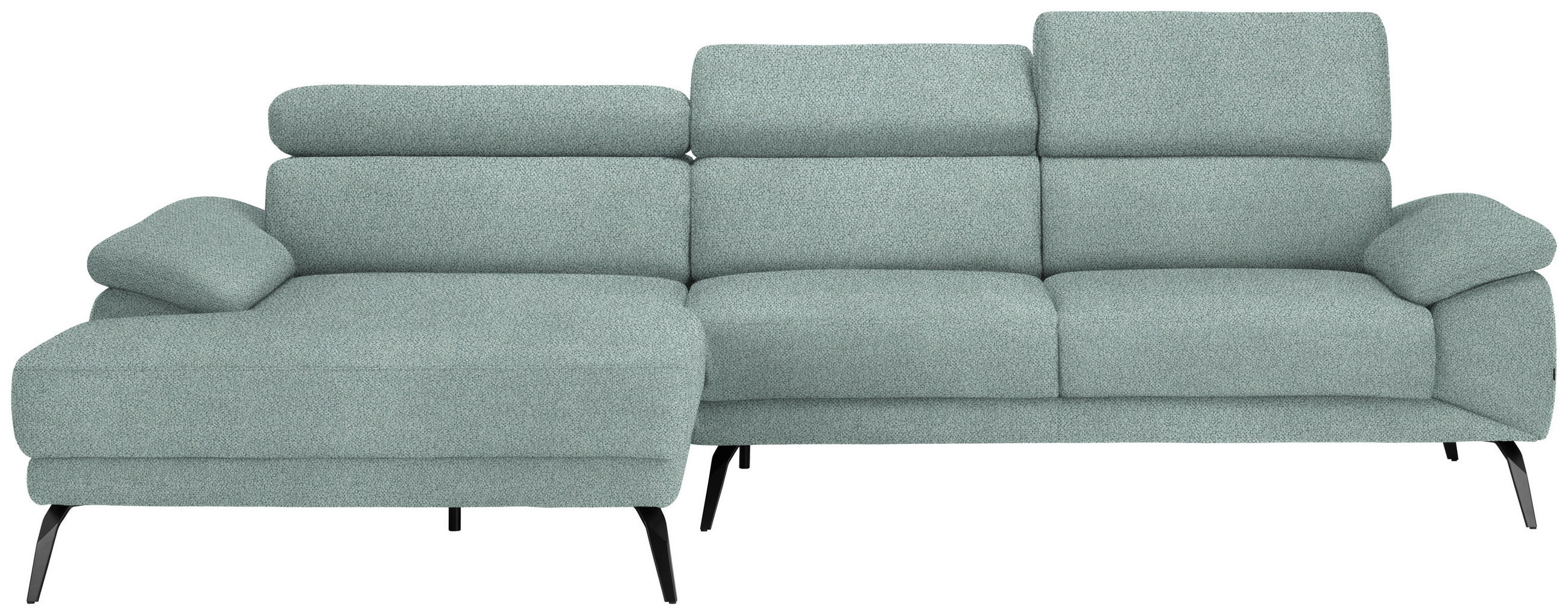 ECKSOFA Mintgrün Velours  - Schwarz/Mintgrün, Design, Textil/Metall (187/295cm) - Novel