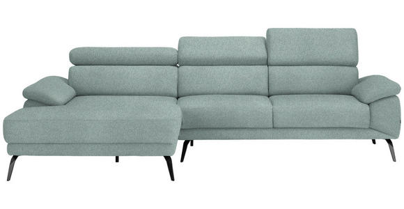 ECKSOFA in Velours Mintgrün  - Schwarz/Mintgrün, Design, Textil/Metall (187/295cm) - Novel