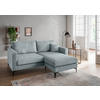 ECKSOFA in Cord Hellblau  - Schwarz/Hellblau, Basics, Textil/Metall (204/153cm) - Livetastic