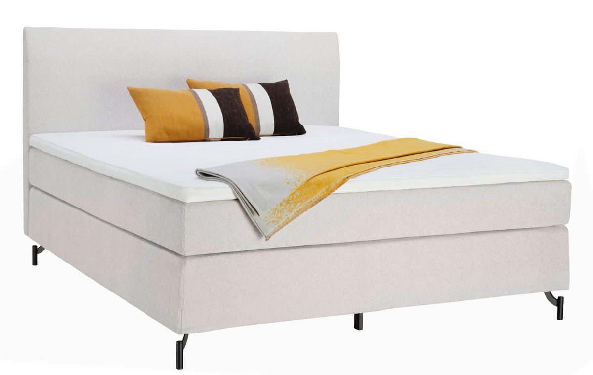 BOXSPRINGBETT 180/200 cm  in Creme  - Creme/Schwarz, Modern, Textil (180/200cm) - MID.YOU