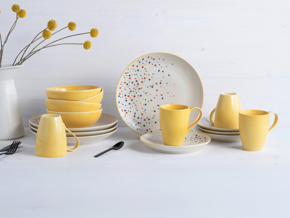 KOMBISERVICE Joy Gelb-bunt 16-teilig  - Gelb/Creme, Basics, Keramik (36/35,5/33null) - Creatable
