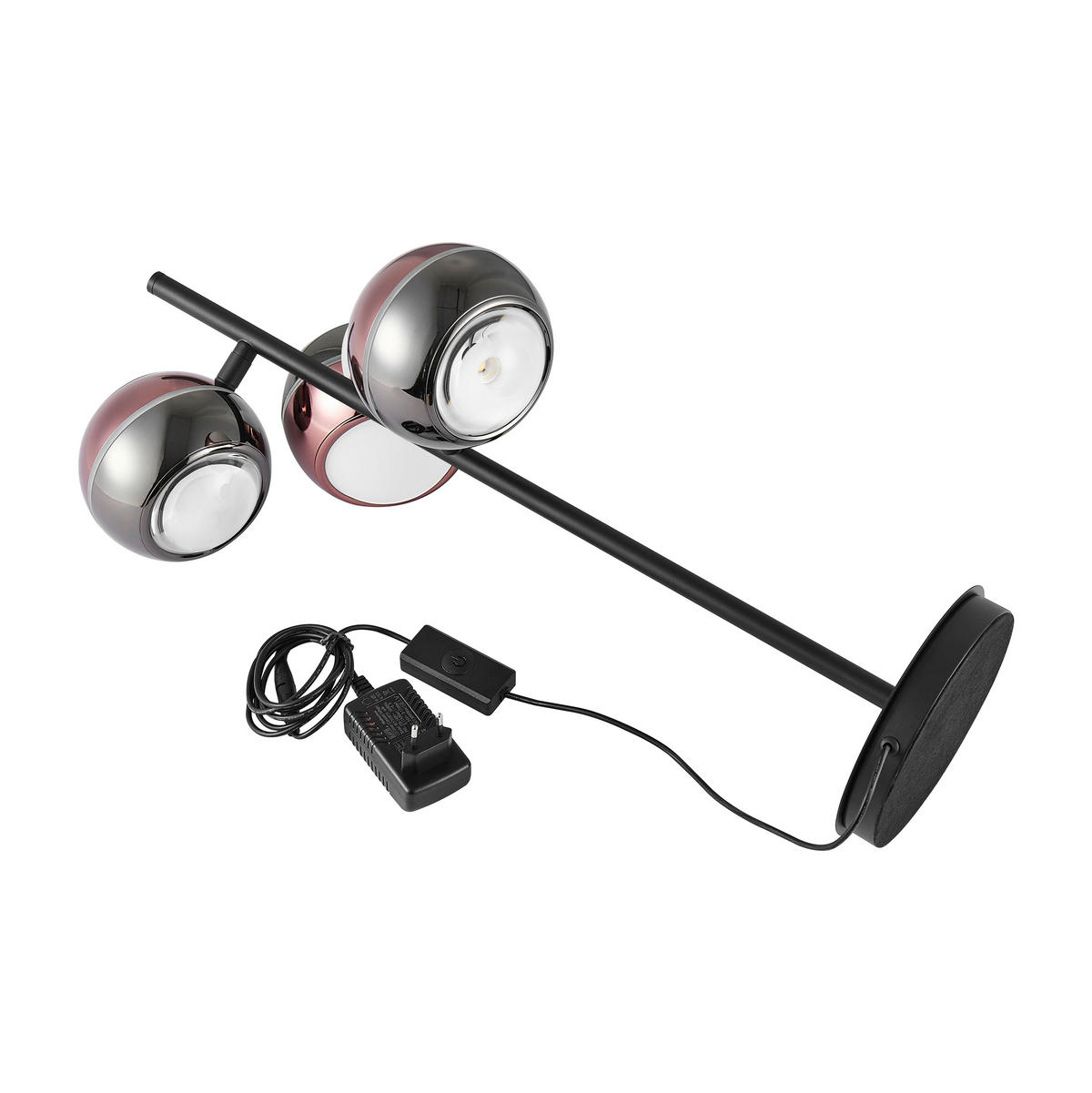 LED-TISCHLEUCHTE Easy 28/60 cm  - Schwarz/Kupferfarben, Design, Glas/Kunststoff (28/60cm) - Dieter Knoll