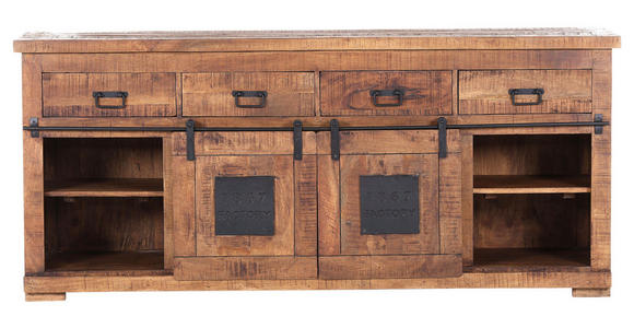 SIDEBOARD  in 195/85/45 cm  - Schwarz/Naturfarben, ROMANTIK / LANDHAUS, Holz/Metall (195/85/45cm) - Landscape