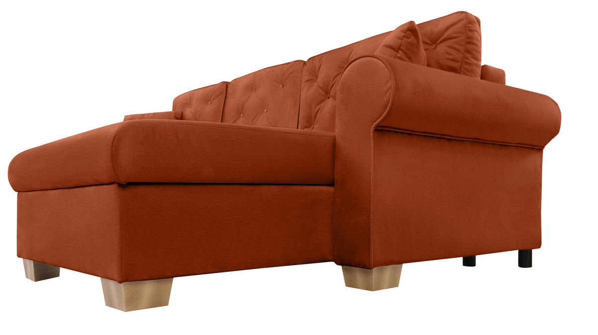 ECKSOFA Arles Terracotta  - Buchefarben/Terracotta, Design, Holz/Textil (266/161cm) - MID.YOU