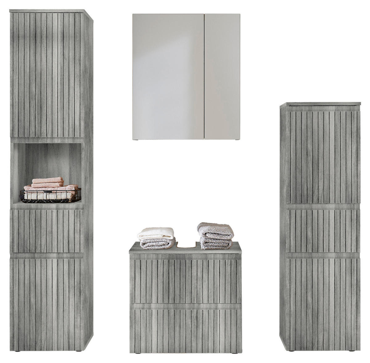 MIDISCHRANK 40/136/31 cm  - Eiche grau/Schwarz, MODERN, Holzwerkstoff/Kunststoff (40/136/31cm) - MID.YOU