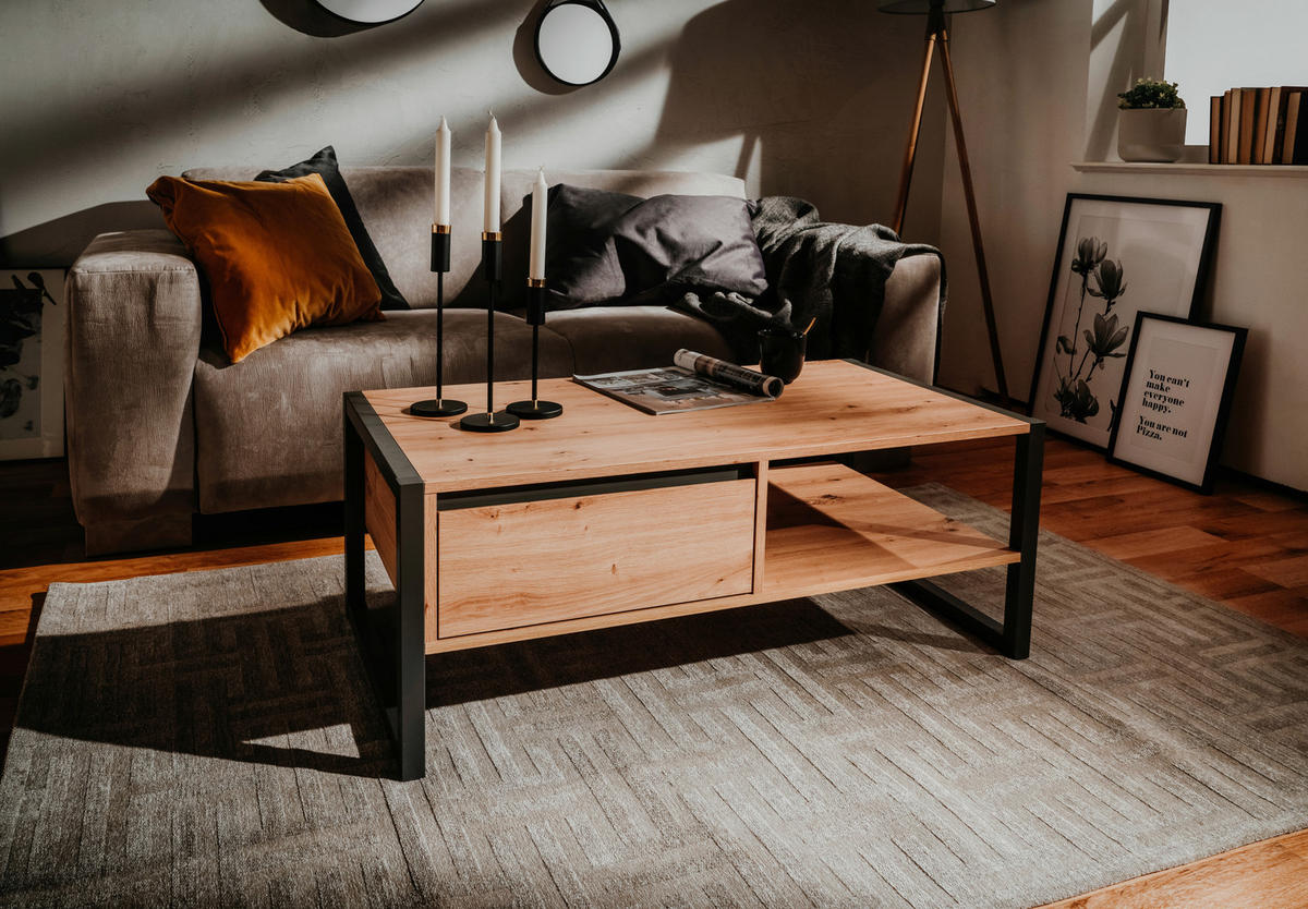 COUCHTISCH in Holzwerkstoff 100/55/40 cm  - Eichefarben/Anthrazit, Konventionell, Holzwerkstoff (100/55/40cm) - MID.YOU