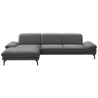 ECKSOFA in Chenille Grau  - Schwarz/Grau, Design, Textil/Metall (188/319cm) - Beldomo System