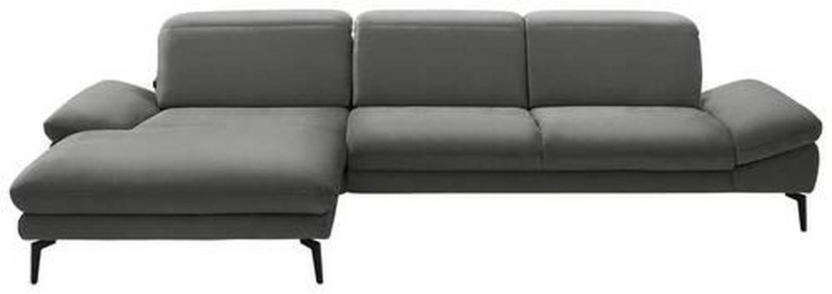 ECKSOFA in Chenille Grau  - Schwarz/Grau, Design, Textil/Metall (188/319cm) - Beldomo System
