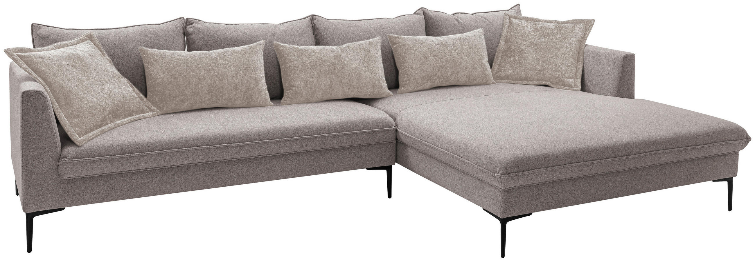 ECKSOFA in Flachgewebe Taupe  - Taupe/Beige, Design, Textil/Metall (321/187cm) - Livetastic