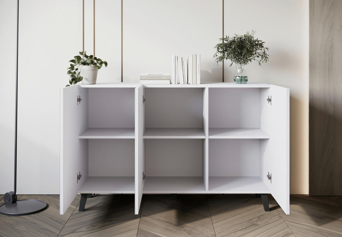 ŠIROKÁ KOMODA, biela, 120/78/39,1 cm - čierna/biela, Design, kompozitné drevo/plast (120/78/39,1cm) - Livetastic
