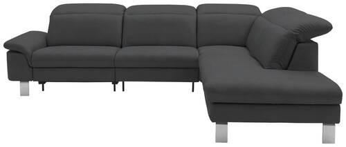 ECKSOFA in Echtleder Grau  309/233 cm  - Edelstahlfarben/Grau, Design, Leder/Metall (309/233cm) - Dieter Knoll