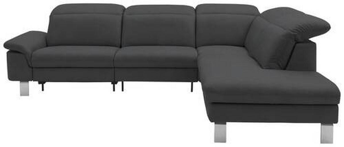 ECKSOFA in Echtleder Grau  309/233 cm  - Edelstahlfarben/Grau, Design, Leder/Metall (309/233cm) - Dieter Knoll