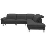 ECKSOFA in Echtleder Grau  - Edelstahlfarben/Grau, Design, Leder/Metall (309/233cm) - Dieter Knoll