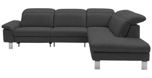 ECKSOFA in Echtleder Grau  - Edelstahlfarben/Grau, Design, Leder/Metall (309/233cm) - Dieter Knoll