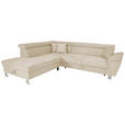 ECKSOFA inkl. Funktionen Creme Cord  - Silberfarben/Creme, Design, Textil/Metall (226/257cm) - Xora