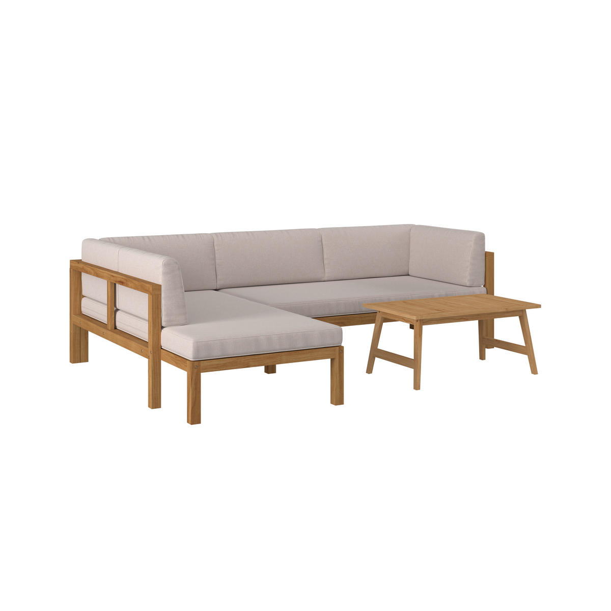 LOUNGEGARNITUR Akazie vollmassiv  - Beige/Naturfarben, MODERN, Holz/Textil (262/78/180cm) - Ambia Garden