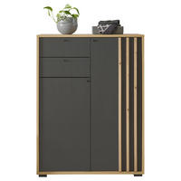 SCHUHSCHRANK 80/105/38 cm  - Schwarz/Eiche Artisan, Design, Holzwerkstoff/Kunststoff (80/105/38cm) - Carryhome