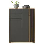 SCHUHSCHRANK 80/105/38 cm  - Schwarz/Eiche Artisan, Design, Holzwerkstoff/Kunststoff (80/105/38cm) - Carryhome