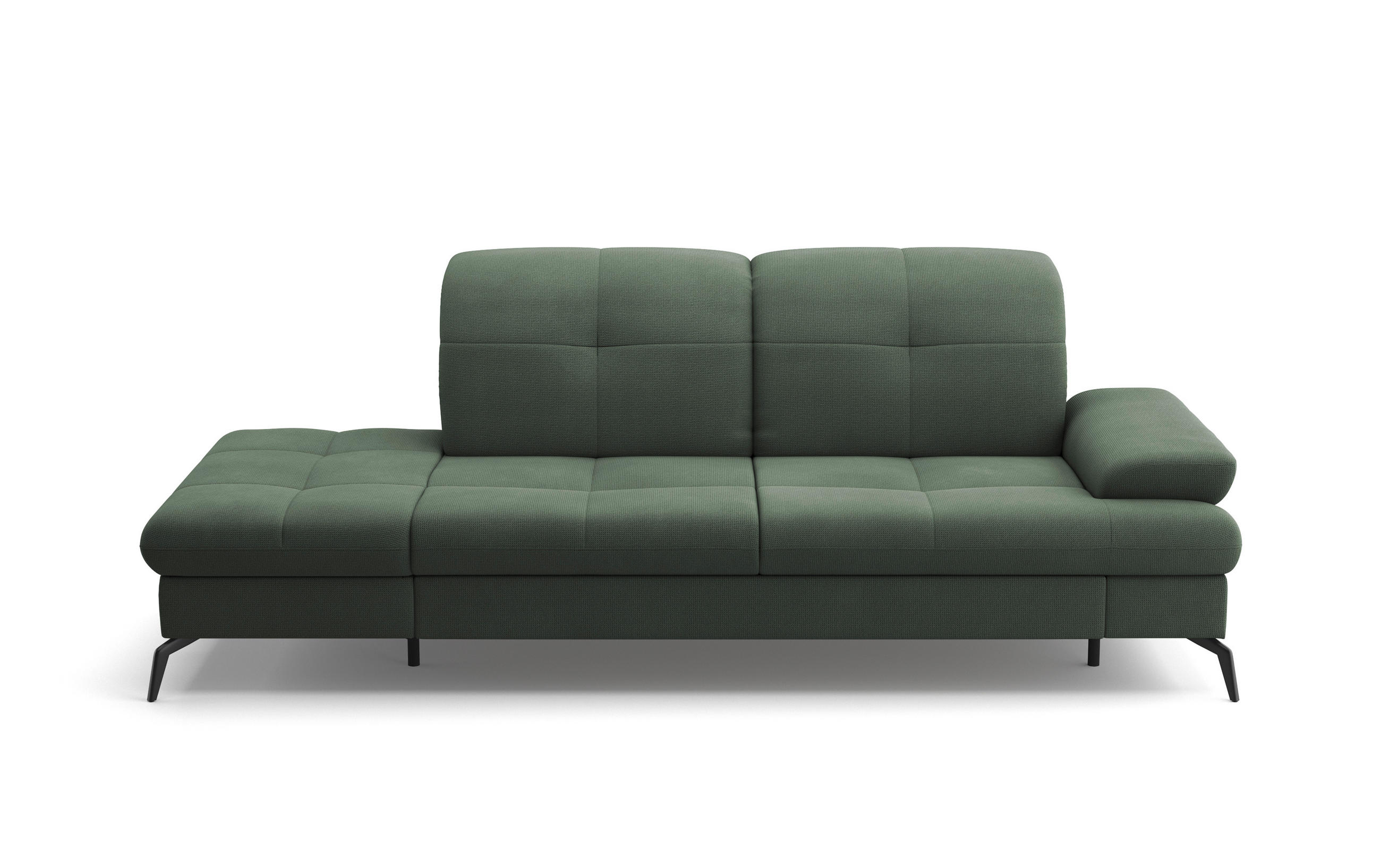 RÉCAMIERE in Flachgewebe Grün  - Schwarz/Grün, Konventionell, Textil/Metall (231/90/122cm) - Sit & More