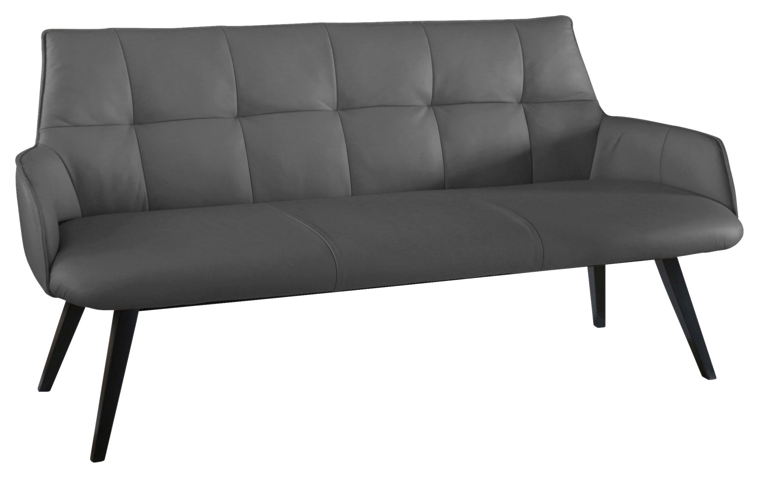 SITZBANK 160/89,5/64 cm Echtleder Anthrazit Buche massiv  - Anthrazit/Schwarz, Design, Leder/Holz (160/89,5/64cm) - Novel