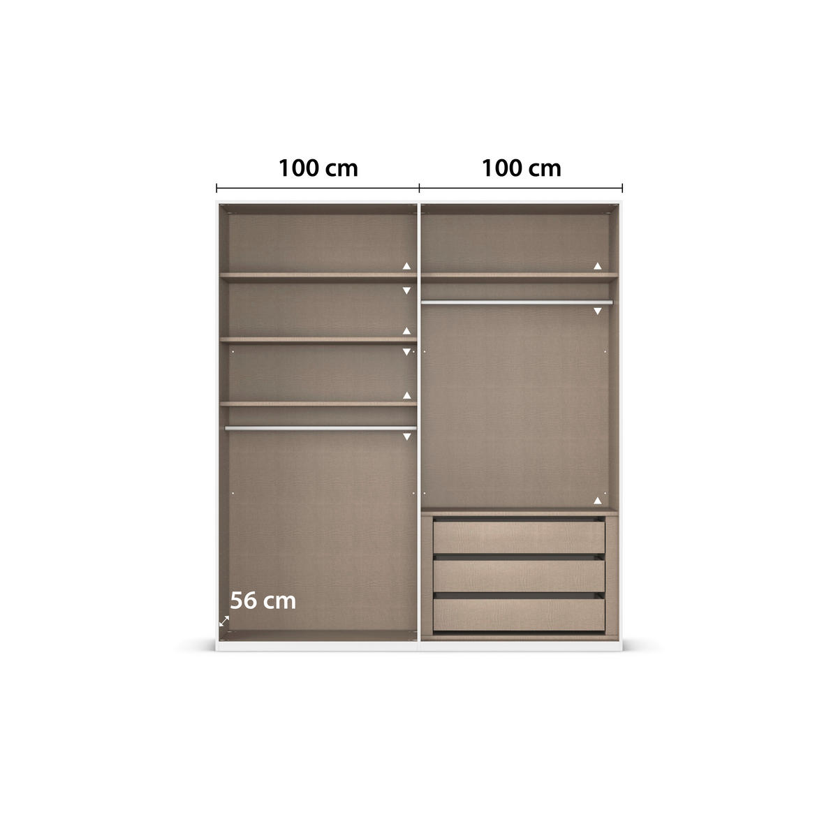 DREHTÜRENSCHRANK 201/223/61 cm,  in Graphitfarben, 4-türig  - Graphitfarben, Basics, Holzwerkstoff/Metall (201/223/61cm) - Novel