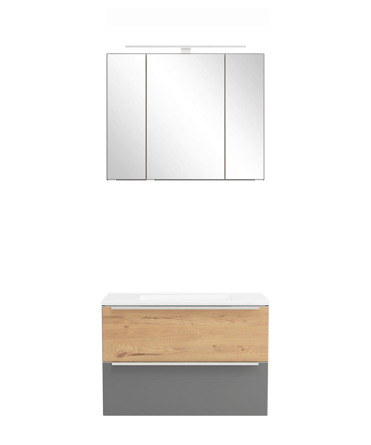 BADEZIMMER 2-teilig  in  - Wildeiche/Edelstahlfarben, Trend, Glas/Holzwerkstoff (80/200/47cm) - Held