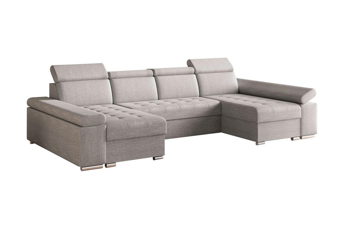 WOHNLANDSCHAFT TORONTO U Hellgrau Webstoff  - Silberfarben/Hellgrau, Design, Textil (168/330/168cm) - MID.YOU