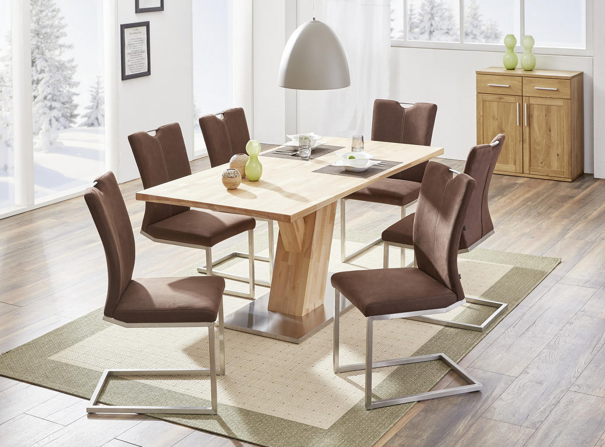 ESSTISCH Kernbuche massiv rechteckig Buchefarben  - Buchefarben, Natur, Holz/Metall (180/90/76cm) - Livetastic