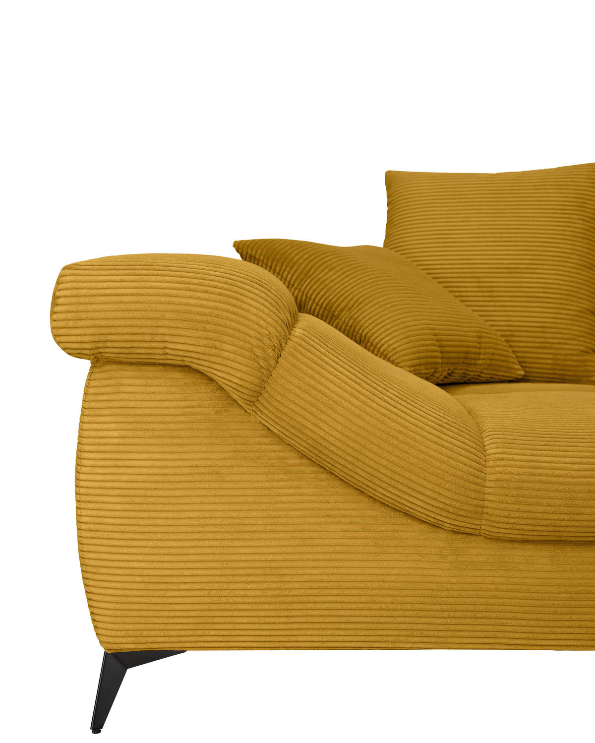 ECKSOFA Currygelb Cord Rückenkissen, Armlehnenkissen, Rücken echt  - Currygelb/Schwarz, KONVENTIONELL, Textil/Metall (332/231cm) - Carryhome