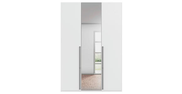 DREHTÜRENSCHRANK 151/235/61 cm,  in Weiß, 3-türig  - Chromfarben/Schwarz, Basics, Glas/Holzwerkstoff (151/235/61cm) - Novel
