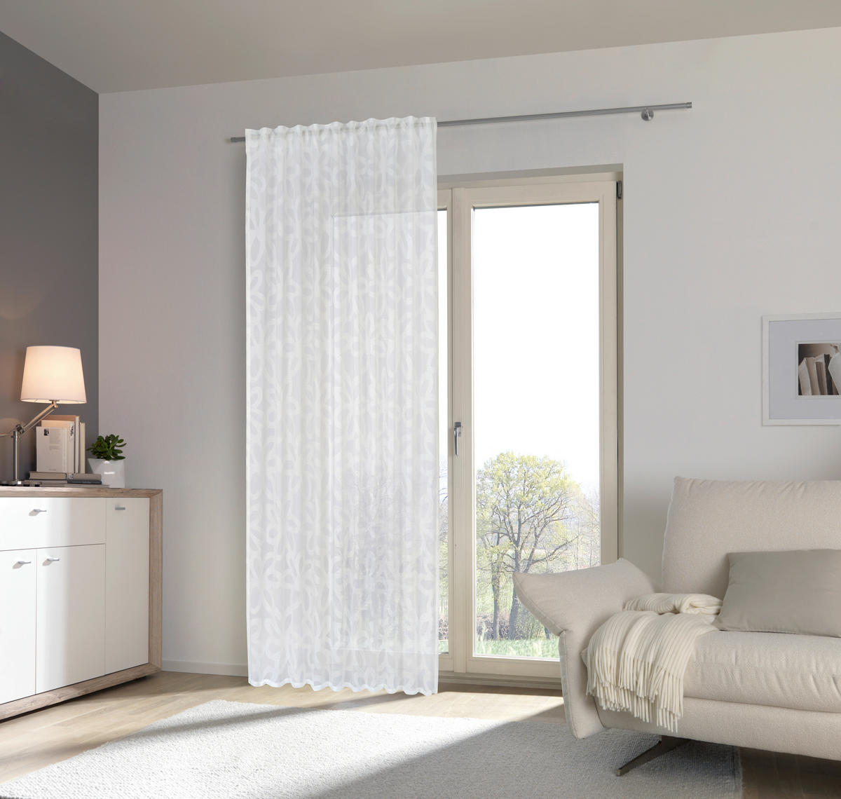 FERTIGVORHANG halbtransparent  - Weiss, Konventionell, Textil (140/245cm) - Esposa