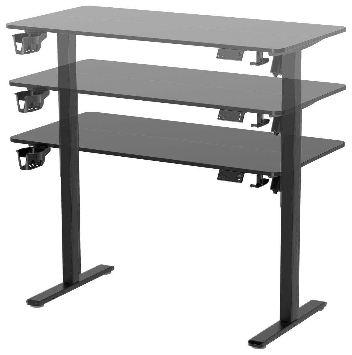 SCHREIBTISCH 120/60/70-115 cm Schwarz elektrisch höhenverstellbar  - Schwarz, MODERN, Holzwerkstoff/Kunststoff (120/60/70-115cm) - Livetastic