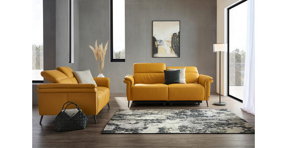 2-SITZER-SOFA in Leder Currygelb - Currygelb/Schwarz, Design, Leder/Metall (162/79/104cm) - Emilio Belluti