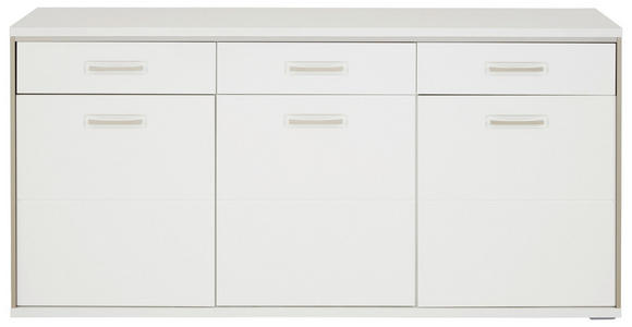 SIDEBOARD  in 184/89/45 cm  - Edelstahlfarben/Weiß, Design, Holzwerkstoff/Metall (184/89/45cm) - Xora