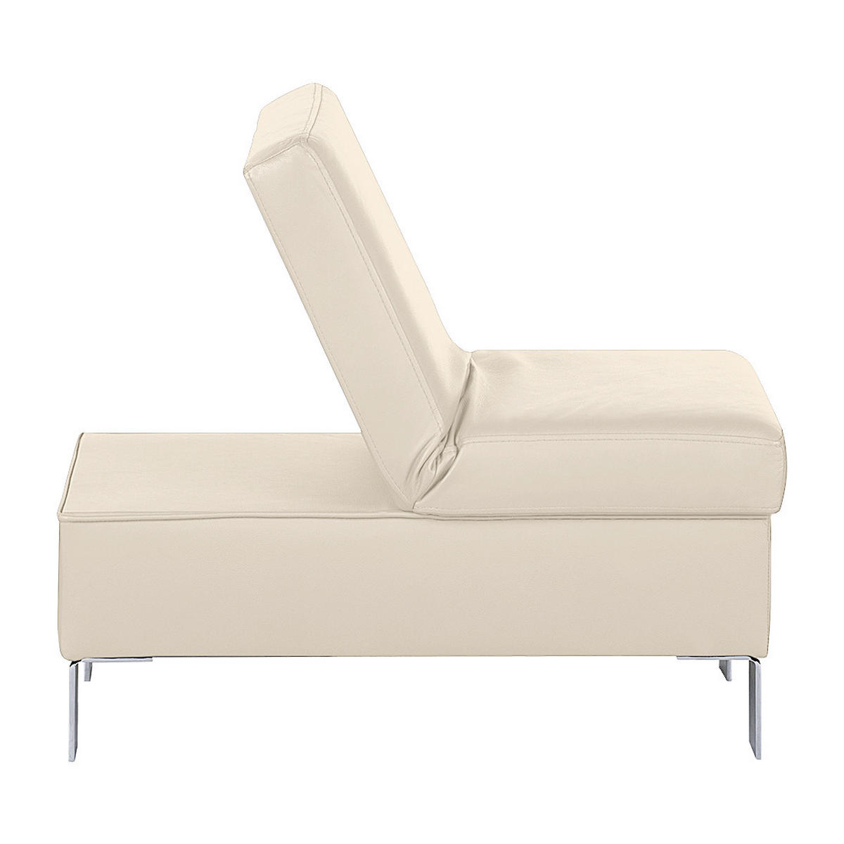 HOCKER in Leder Beige  - Chromfarben/Beige, Design, Leder/Metall (91/44/57cm) - Livetastic