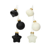 Ornamente Brad De Crăciun - alb/negru, Basics, sticlă (3,50cm)