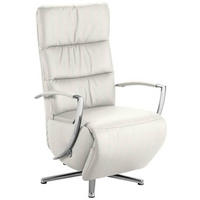 RELAXSESSEL in Leder Weiss  - Chromfarben/Weiss, Design, Leder/Metall (64/112/80cm) - Cantus
