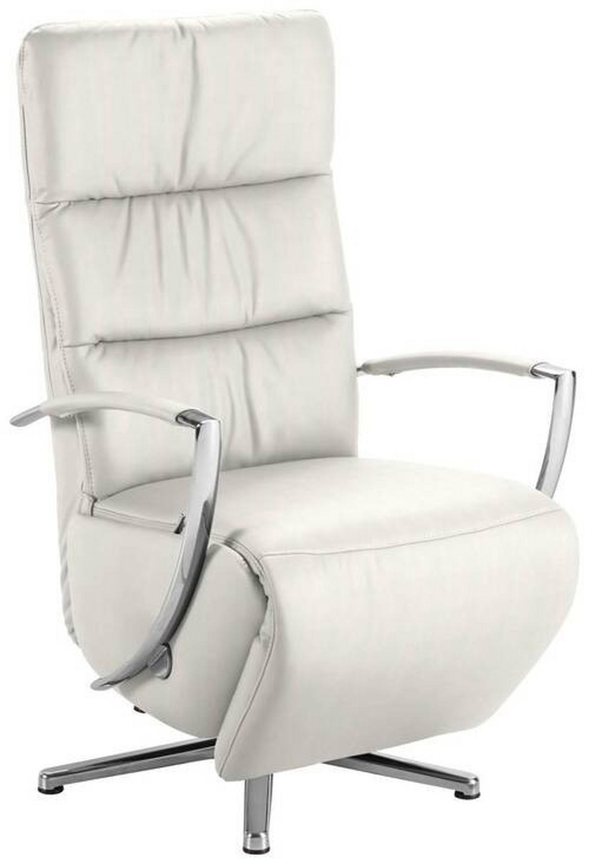 RELAXSESSEL in Leder Weiss  - Chromfarben/Weiss, Design, Leder/Metall (64/112/80cm) - Cantus