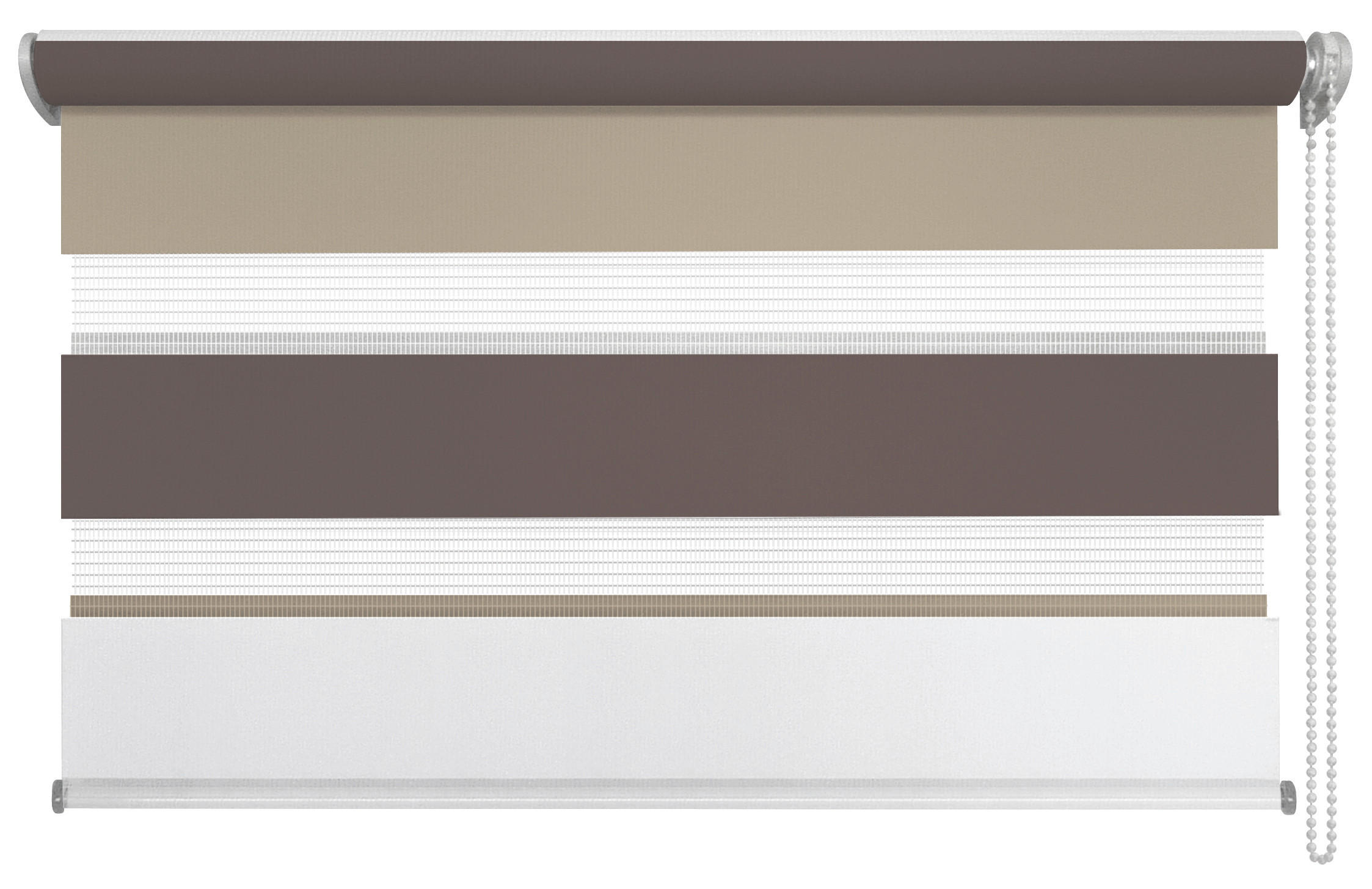 DOPPELROLLO  halbtransparent   60/160 cm   - Braun/Weiß, Basics, Textil (60/160cm)