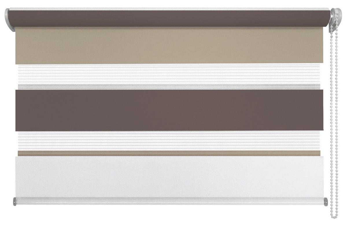 DOPPELROLLO  halbtransparent   140/160 cm   - Braun/Weiß, Basics, Textil (140/160cm)